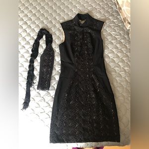 Bebe Black Lace Paneled Mini Dress size 4